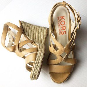 Kors Michael Kors Tan Wedge Sandals Heels 7